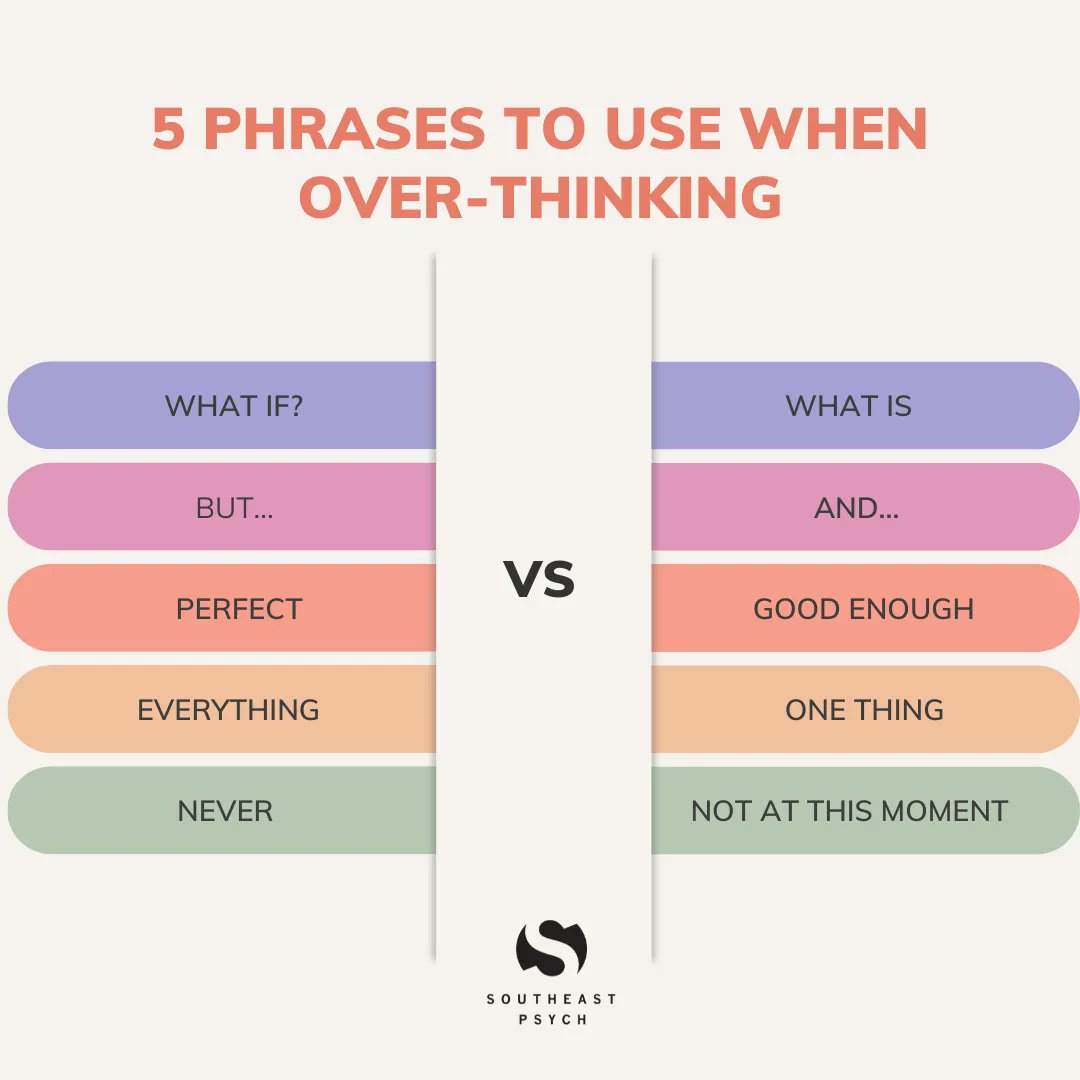 Do you tend to overthink, where your mind goes around in circles? Instead of trying to STOP overthinking altogether, let's try to shift your thinking with these few simple phrases. . . #overthinking #cognitivedistortions #shiftyourthinking #thinking #therapy #counseling #psych