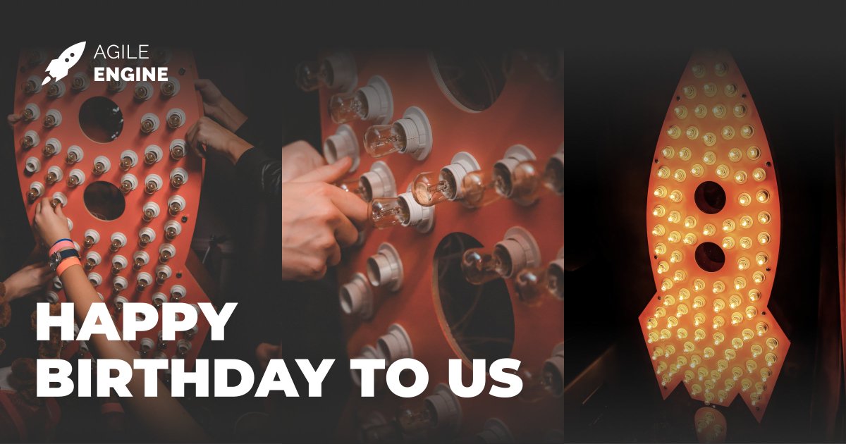 agileengine's tweet image. Happy Birthday to us! Happy Birthday to every 💡bright AgileEngineer who sparks ideas, does the impossible, and innovates. Thanks to every client for entrusting us with driving their tech excellence and business success. Here’s to many more years of rocking together 🤘😎