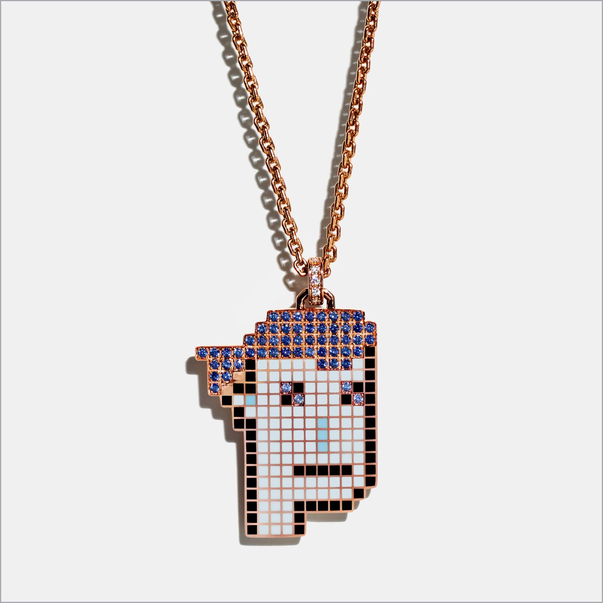 TiffanyAndCo's tweet image. NFTiff couldn’t be easier. Purchase your NFT through the NFTiff gateway, choose your CryptoPunk and Tiffany artisans will transform it into a bespoke pendant. Discover more: nft.tiffany.com #NFTiff #TiffanyAndCo