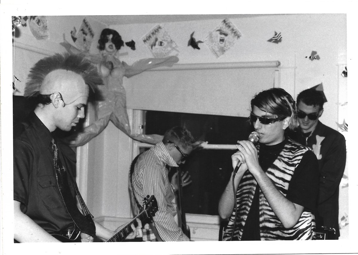 PunkMuseum's tweet photo. 1986, Los Angeles. Hawaii transplants Gardner and Dave form the first ever New Wave revival band in the United States with Tom  and Tim. Their one gig is the legendary Acid Party at the New Wave House in Venice Beach. This is PINK PLASTIC MUU MUU! https://t.co/DiSoA9mX2o https://t.co/5LdVu6yUOA