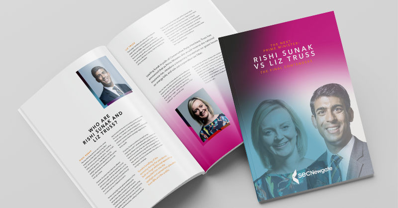 SECNAdvocacy's tweet photo. With the race to become the next leader of the Conservative Party &amp; Prime Minister well underway, the SEC Newgate Advocacy National team have taken a deep dive into Rishi Sunak &amp; Liz Truss, what they stand for, who their key allies &amp; potential Cabinet appointments are &amp; more ⬇️