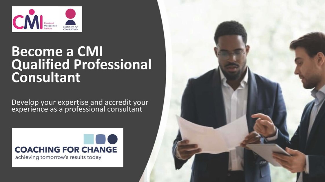 CoachFor_Change's tweet image. We have a few places left for our CMI Professional Consultancy course taking place in Worksop 15th August.

If you are an aspiring or practicing consultant and are interested in joining us, please reply interested to qualify for a 20% discount if you attend the programme.