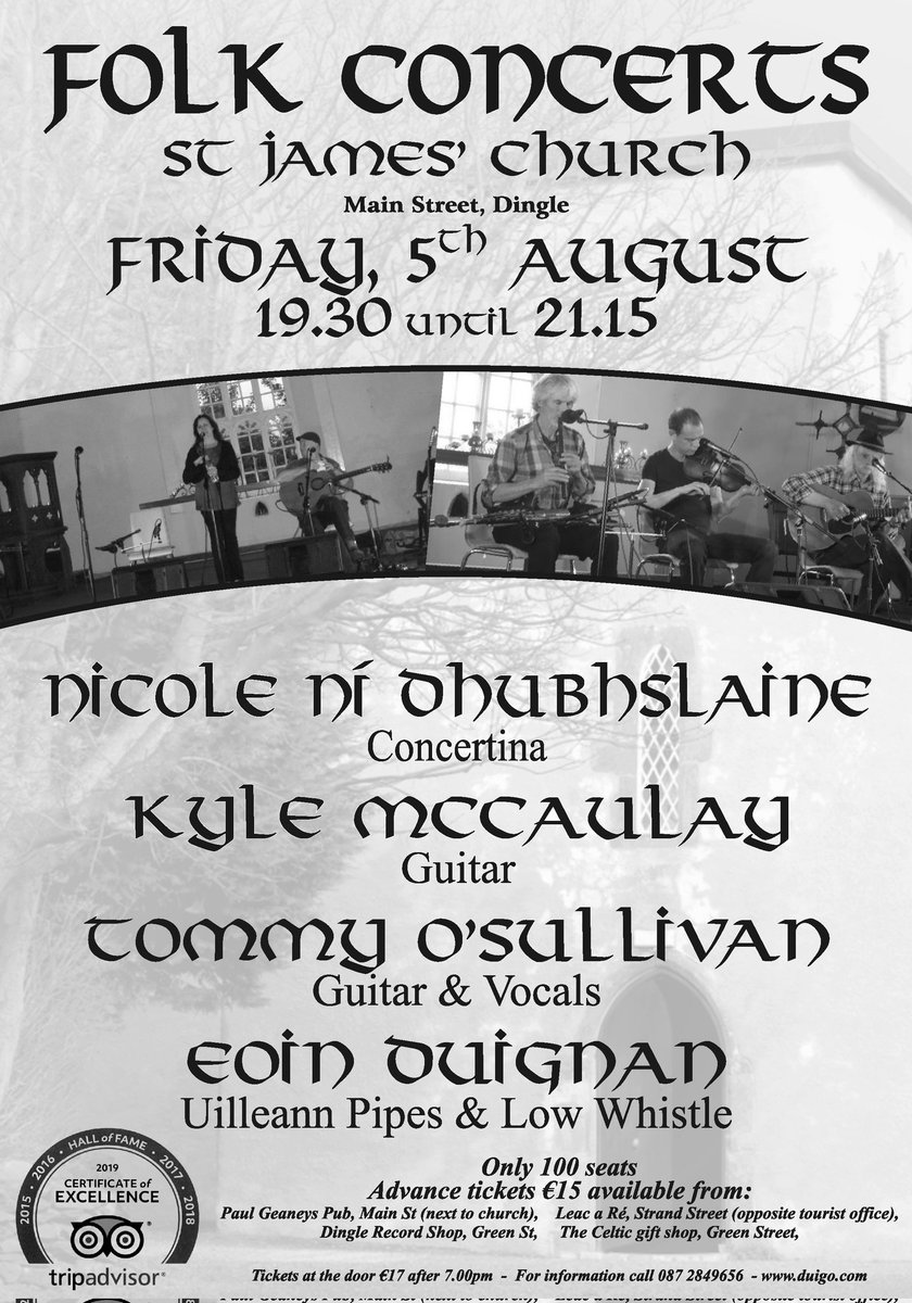 dingle_folk's tweet photo. Tonight's lineup in St James's Church Dingle https://t.co/ke9a3lvHG5