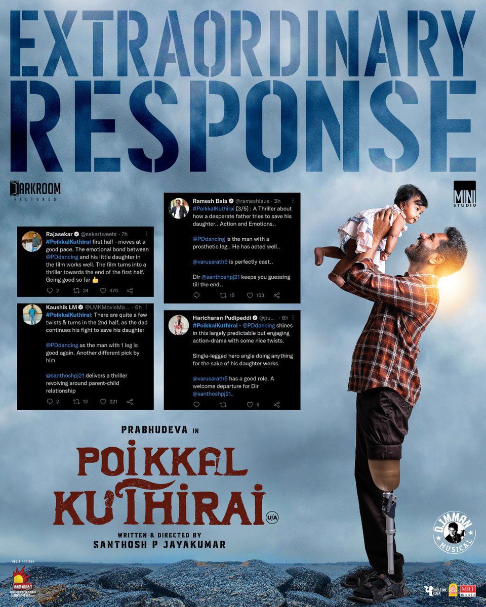 #PoikkalKuthirai from Today!
Worldwide!
Watch it in screens near you!
A #DImmanMusical
Praise God!