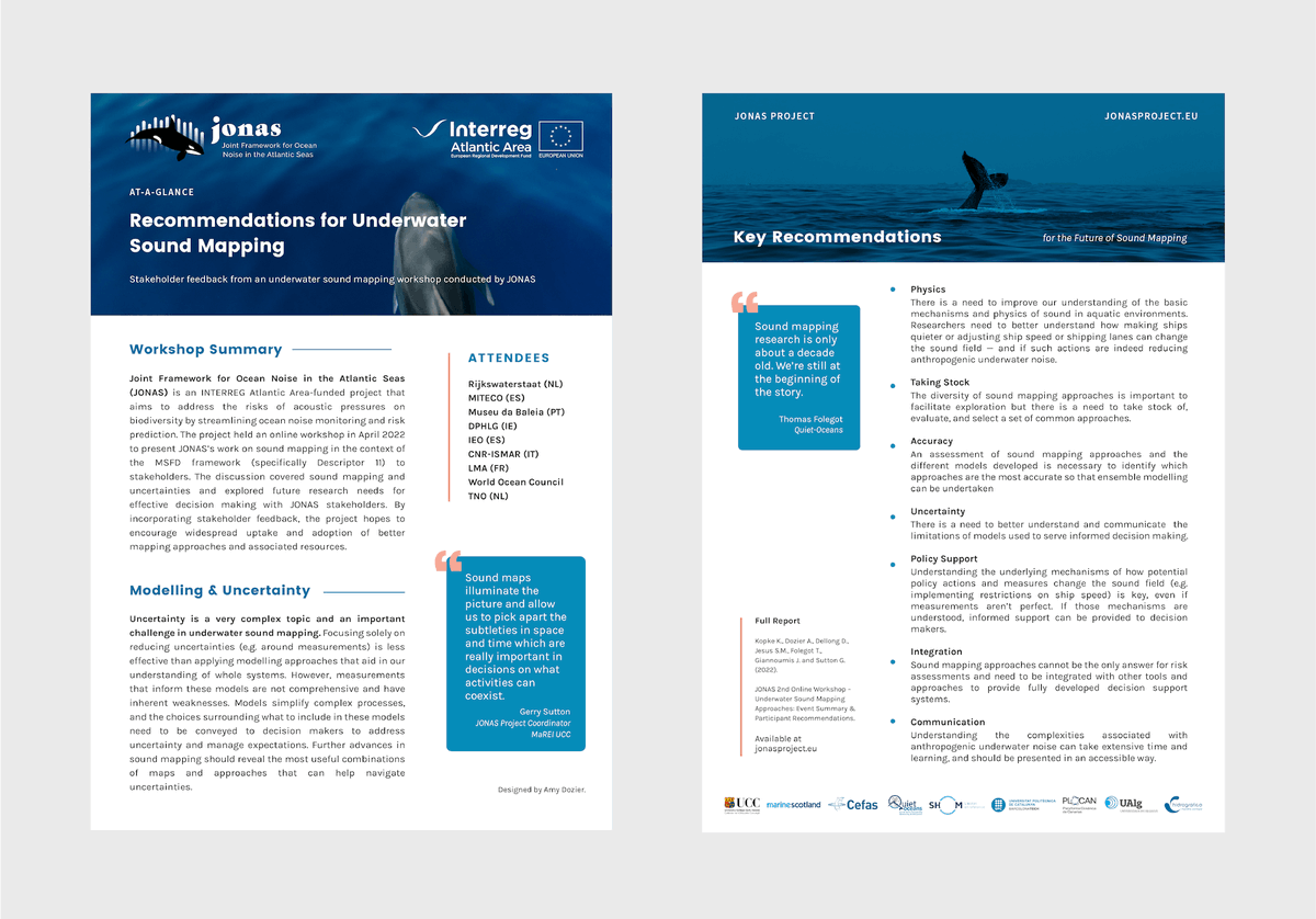 What do the experts recommend regarding underwater sound mapping? 🛳️🔊🐋 What does the future hold? Take a look at our new 2 page summary of our most recent workshop with key recommendations from attendees: jonasproject.eu/publications.