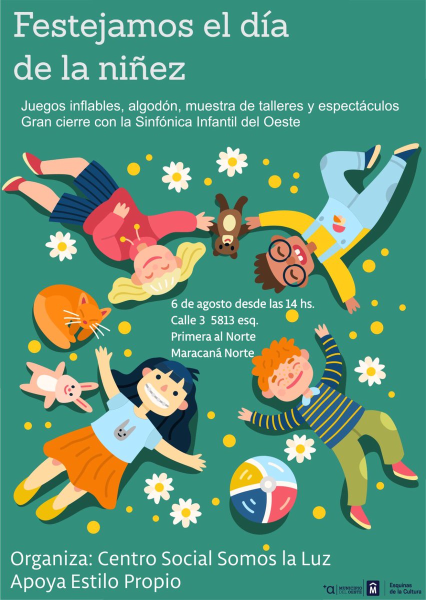 Mañana sábado 6 celebramos el Día de la Niñez en Maracaná Norte 🎊
🚻 Espectáculos, juegos inflables, muestra de talleres y un gran cierre con la Sinfónica Infantil del Oeste 🎶
🚩 Desde las 14 horas en Calle 3 y Primera al Norte