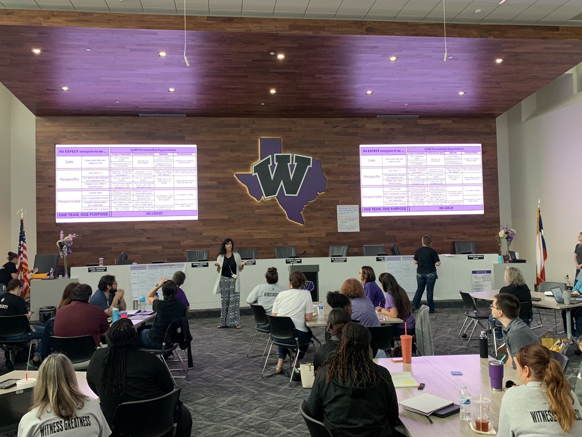 LLMSLynx's tweet photo. Ss thrive on structure. There is a direct correlation between classroom management and Ss success. #LLMSBehaviorCoalition Ts leading their colleagues through lesson design to teach Ss our common area Expectations. #TeamLynx #WitnessGreatness https://t.co/4oQjPyuU4r