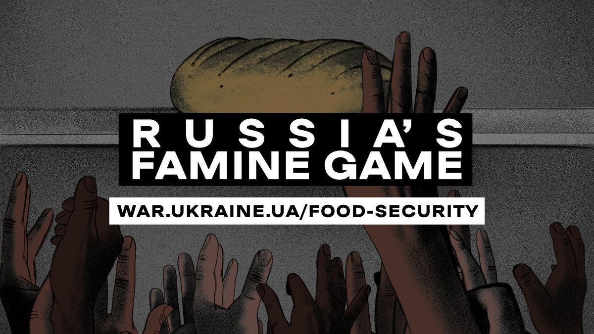 UKRinNewYork's tweet photo. ‼️ russia is playing a famine game with the world, denying people access to food. The only game-changing rule is spreading the truth. 
Visit Ukraine’s online platform https://t.co/KqGBUKnilg
📢Help Ukraine be vocal!
#RussiaHungerGames
#HungerMadeinRussia https://t.co/3huz4xKYIV