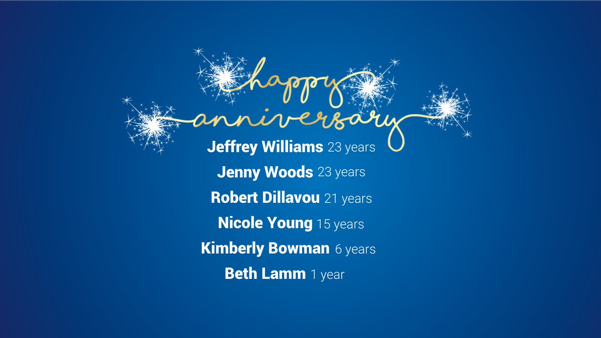 Thank you for all you do to help deliver a better banking experience for our customers! Happy Anniversary Jeff, Jenny, Robert, Nikki, Kim, and Beth! https://t.co/YuGBvMGL71