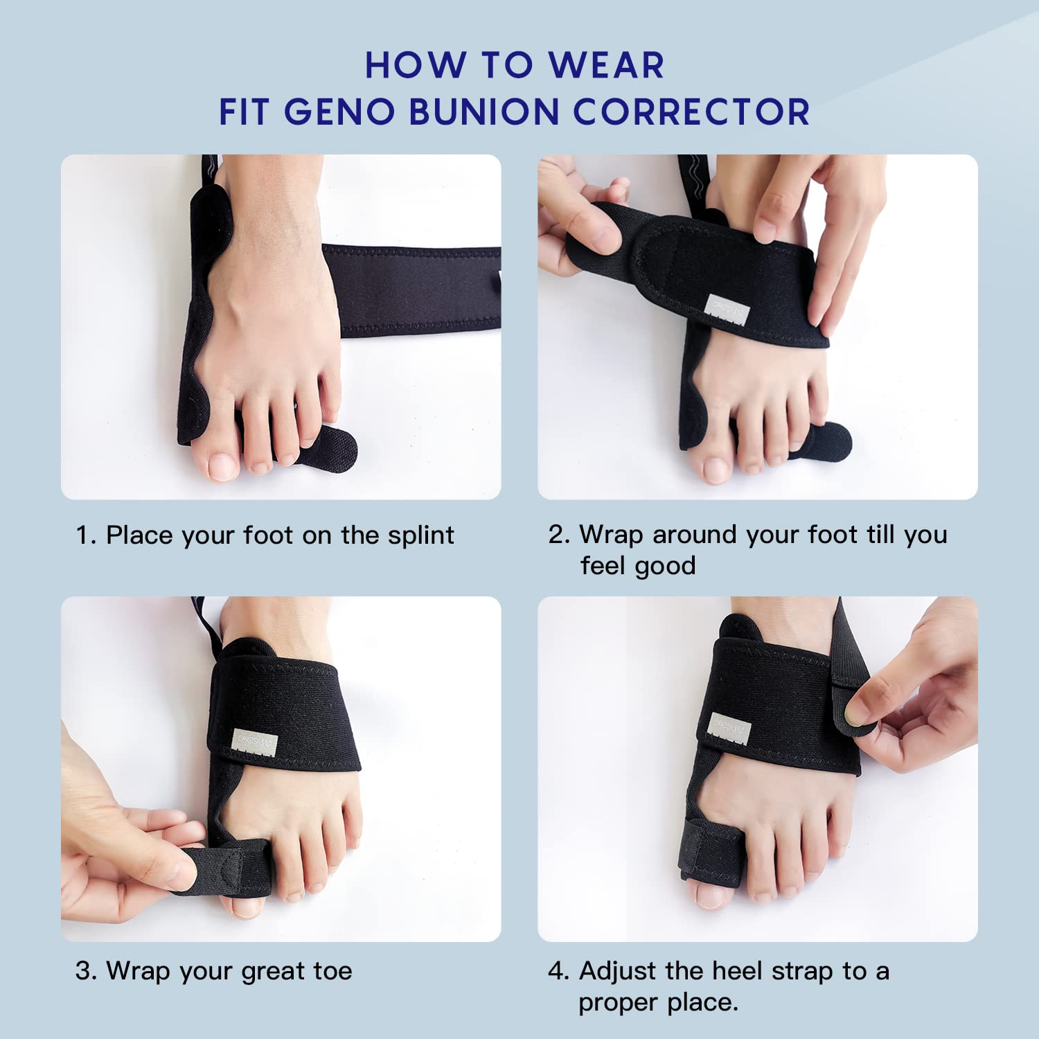 Fit Geno on X: There are a few simple steps to follow when putting on  Fitgeno Bunion Corrector. Follow these guides to get the best result out of  your bunion corrector! 👍😉