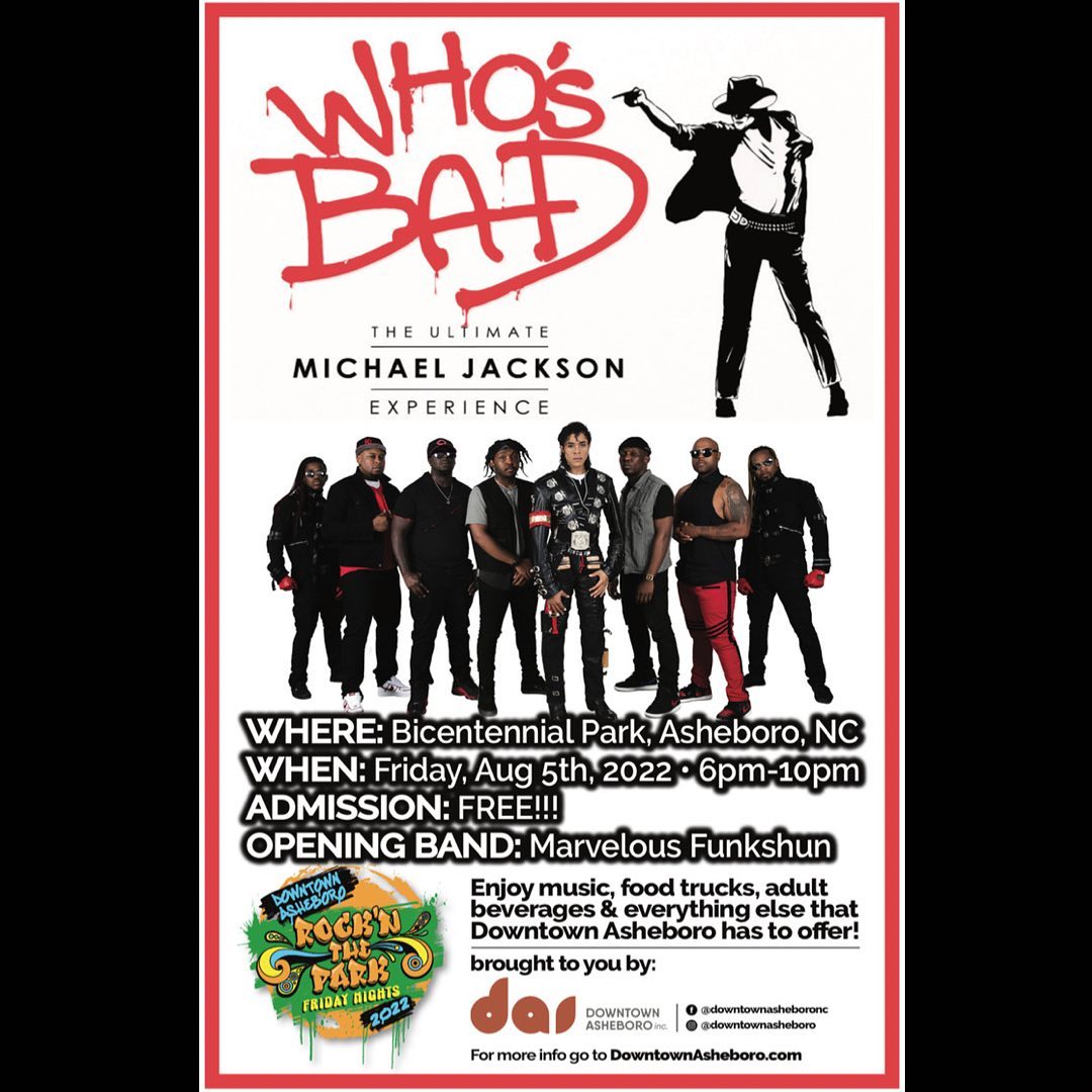 Street closures/conversions for tonight's Rock’n the Park Concert featuring <a href="/whosbadmusic/">Who's Bad</a>: asheboronc.gov/news_detail_T3…