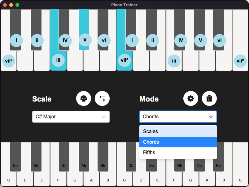 Keyboard trainer. Keyboard training. train piano.