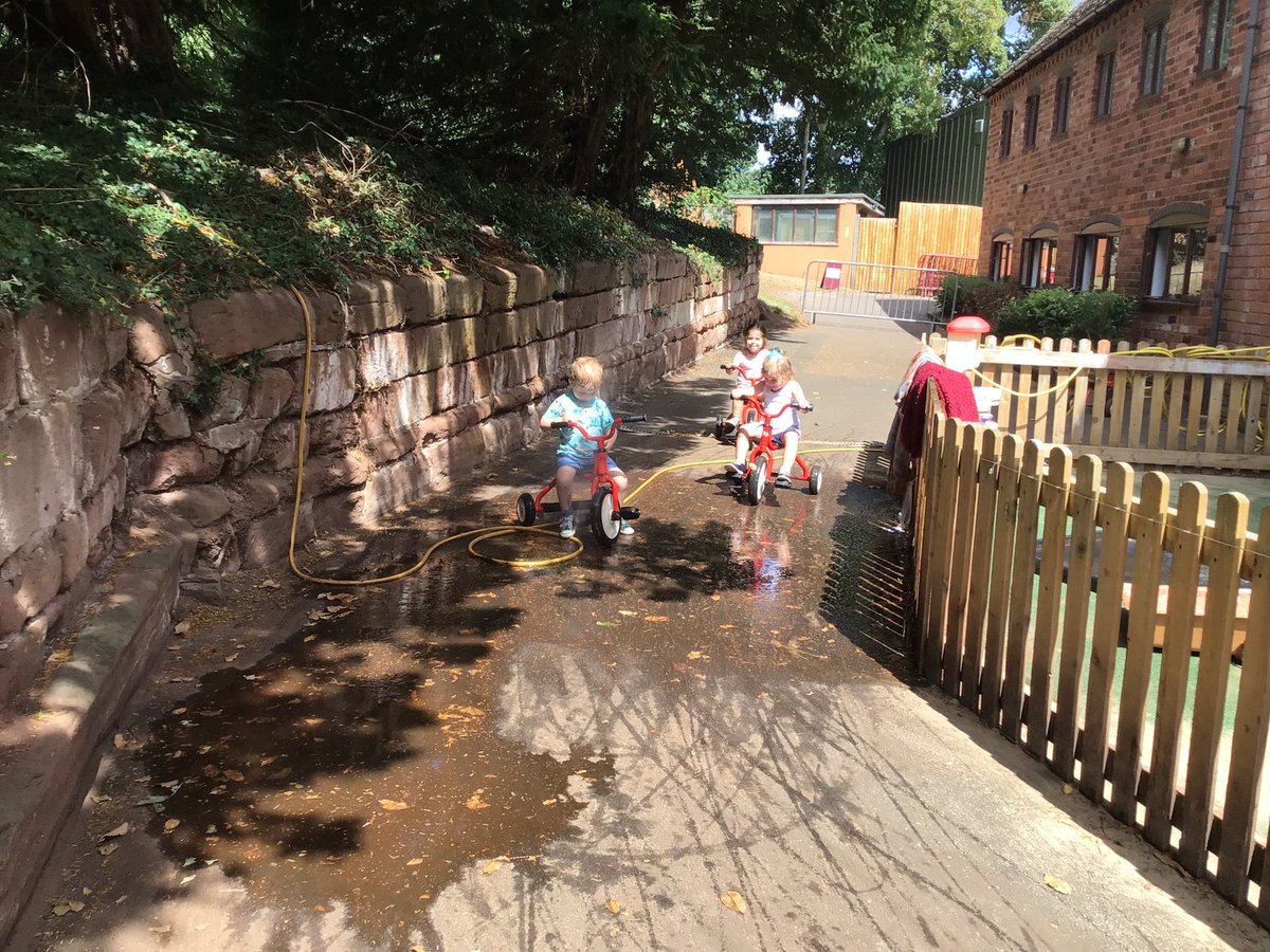 winterfoldhs's tweet photo. Oh no, the hose has a hole… 

Bikes and splashing in puddles, now that’s what we call fun! #WinterfoldFunClub #SummerActivities #TheWinterfoldWay https://t.co/vMULC6tSrG