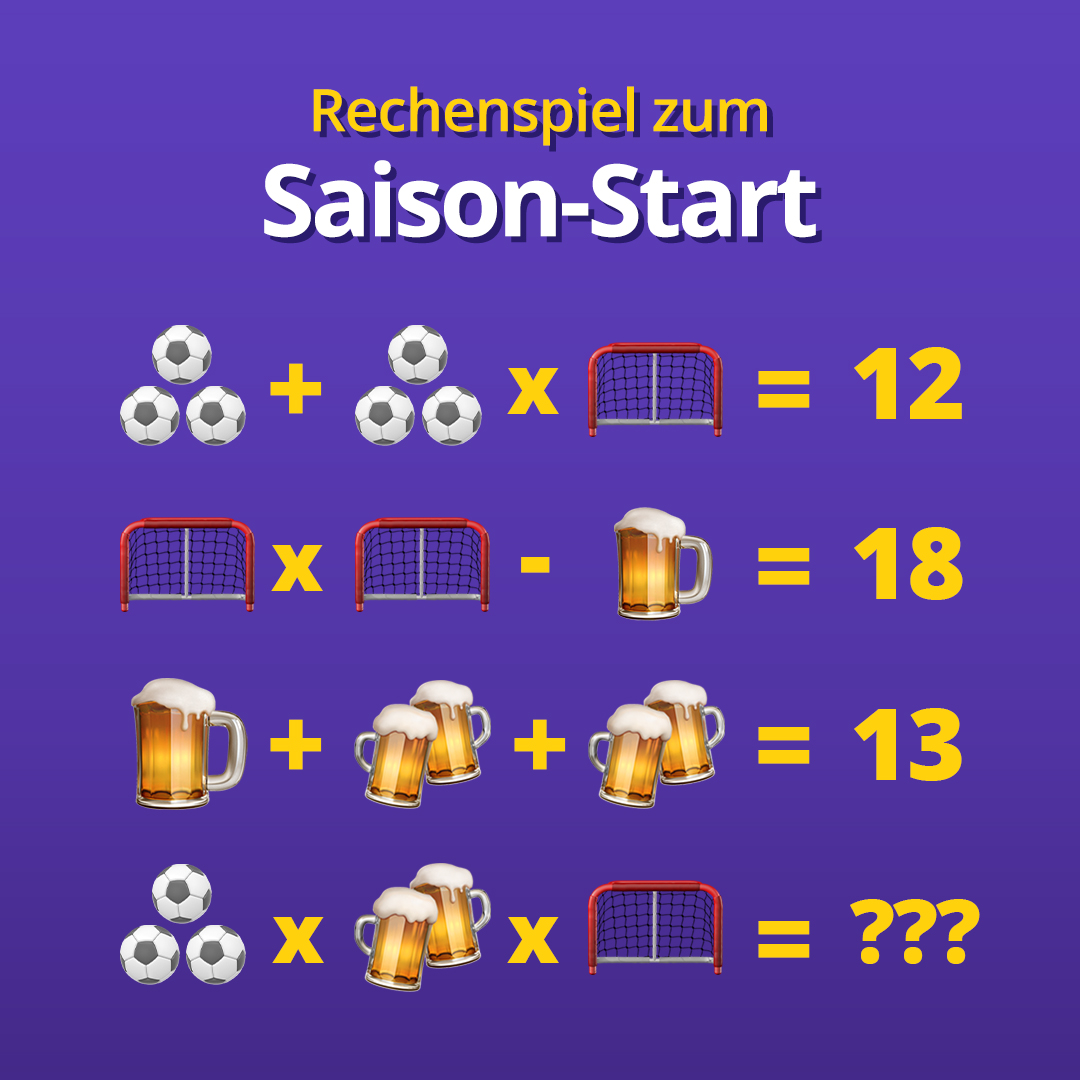 Pünktlich um Start der Fussballsaison haben wir eine kleine Rechenaufgabe für Dich. 🍻
Was denkst Du, wer heute gewinnt: Eintracht Frankfurt oder Bayern München? ⚽
Bestelle jetzt in der App Snacks und Getränke für heute Abend! 📲
#getirde #bundesliga #fussball #soccer 💜🛵