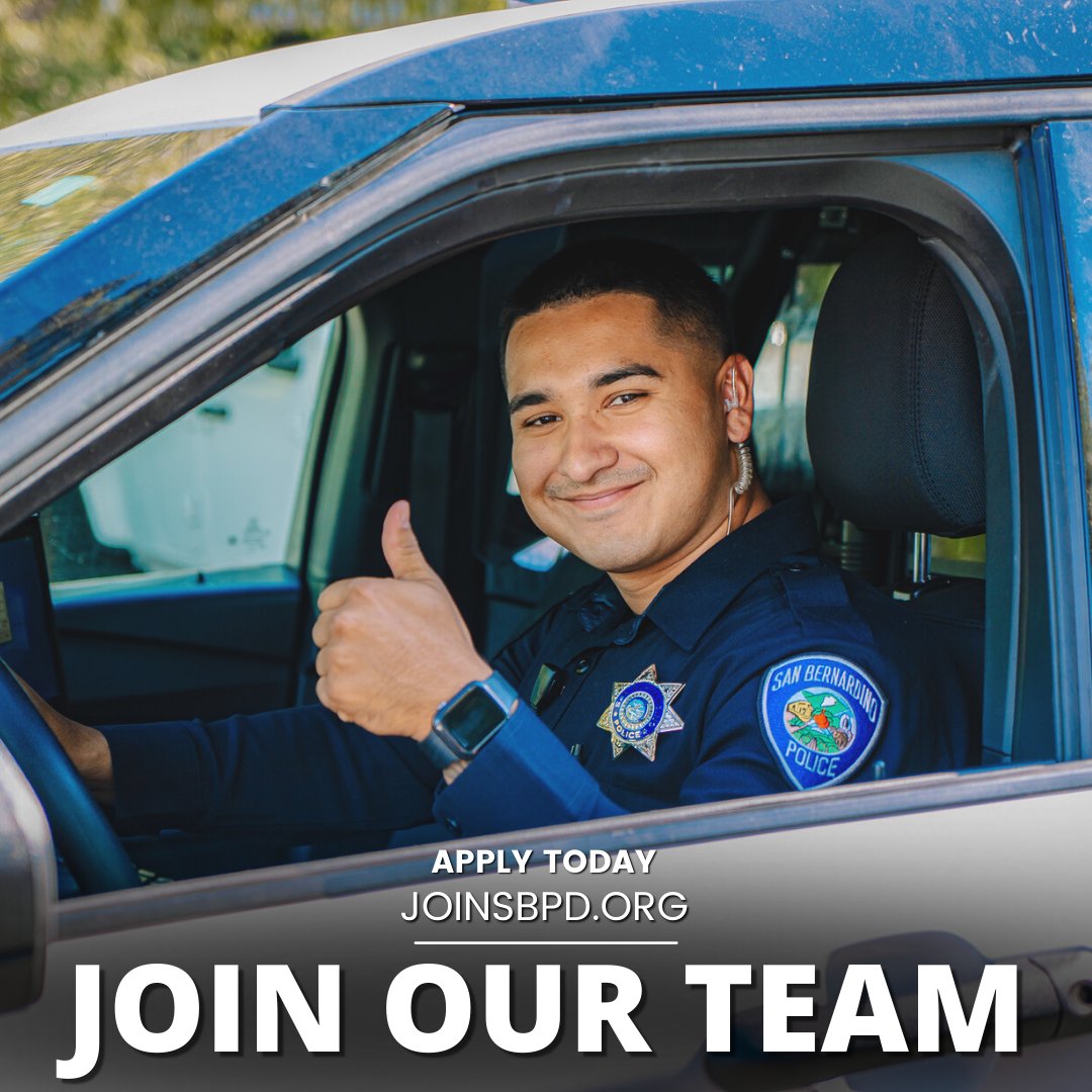 SanBernardinoPD's tweet photo. We are hiring Lateral Officers and Pre-Service academy graduates. The application deadline is on Sunday, September 4th so don't wait and APPLY NOW! POST waivers are accepted.
https://t.co/jFPeRFDANC
#WeAreHiring #LawEnforcement #Careers #FullTime #JoinSBPD #SanBernardinoPD https://t.co/cWmN4q7YUc
