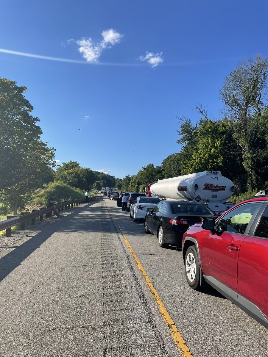 Propagation of error travel edition:

1) final flight home 1 hr late meaning drive home in early rush hour
2) giant wreck shuts down all lanes in highway 
3) arrival home 3 hours later than normal, after driving the wrong way on a highway to reroute