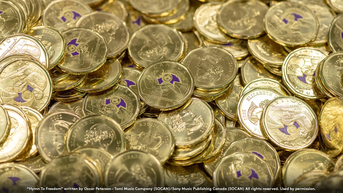 Coming soon. Three million of these 2022 #CelebratingOscar Peterson commemorative one-dollar coins are set to enter circulation on his birthday, August 15. Details: bit.ly/3Qo25E3
