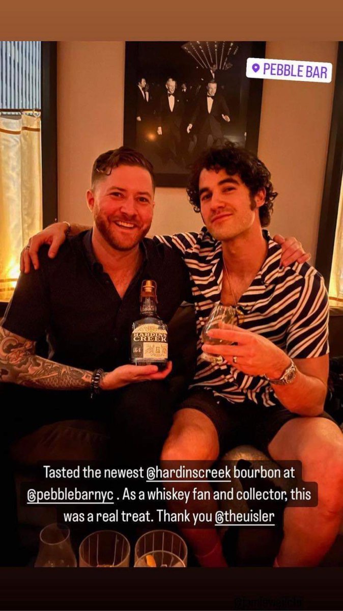'Tasted the newest @/hardinscreek bourbon at @/pebblebarnyc. As a whiskey fan and collector, this was a real treat. Thank you @/theuisler' ~ Darren's ig story 

instagram.com/stories/darren…