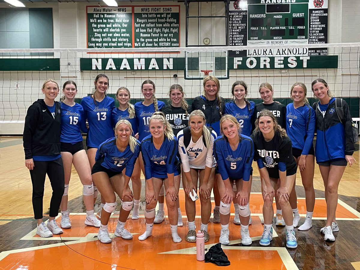 Congrats to our V girls on going 3-0 today with wins vs Naaman Forest, Royse City &amp; Plano High. We’re headed to the Gold Bracket at Sachse HS - 11:45 AM tomorrow! Come cheer this group on!!!! 
#NSD 
<a href="/gunterssect/">GHS Student Section</a> <a href="/ourgunter/">@OurGunter</a> <a href="/Gunter_ISD/">Gunter ISD</a>