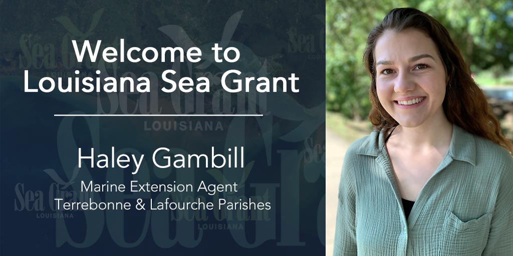 New Marine Extension agent Haley Gambill looks forward to continuing collaborations she established during her time as a graduate student at #LSU and creating new partnerships within Terrebonne and Lafourche parishes. Learn more about Haley at laseagrant.org/2022/gambill-h…