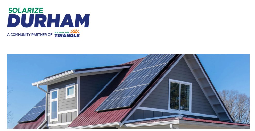 SolarizeDurham - part of Solarize the Triangle - just launched this week! Bringing down the cost and hassle of installing solar on your home, business, or non-profit. 
 Sign up for a free solar assessment from our exclusive provider <a href="/YesSolarInc/">Yes Solar Solutions</a> today! info.solarcrowdsource.com/solarize-durham