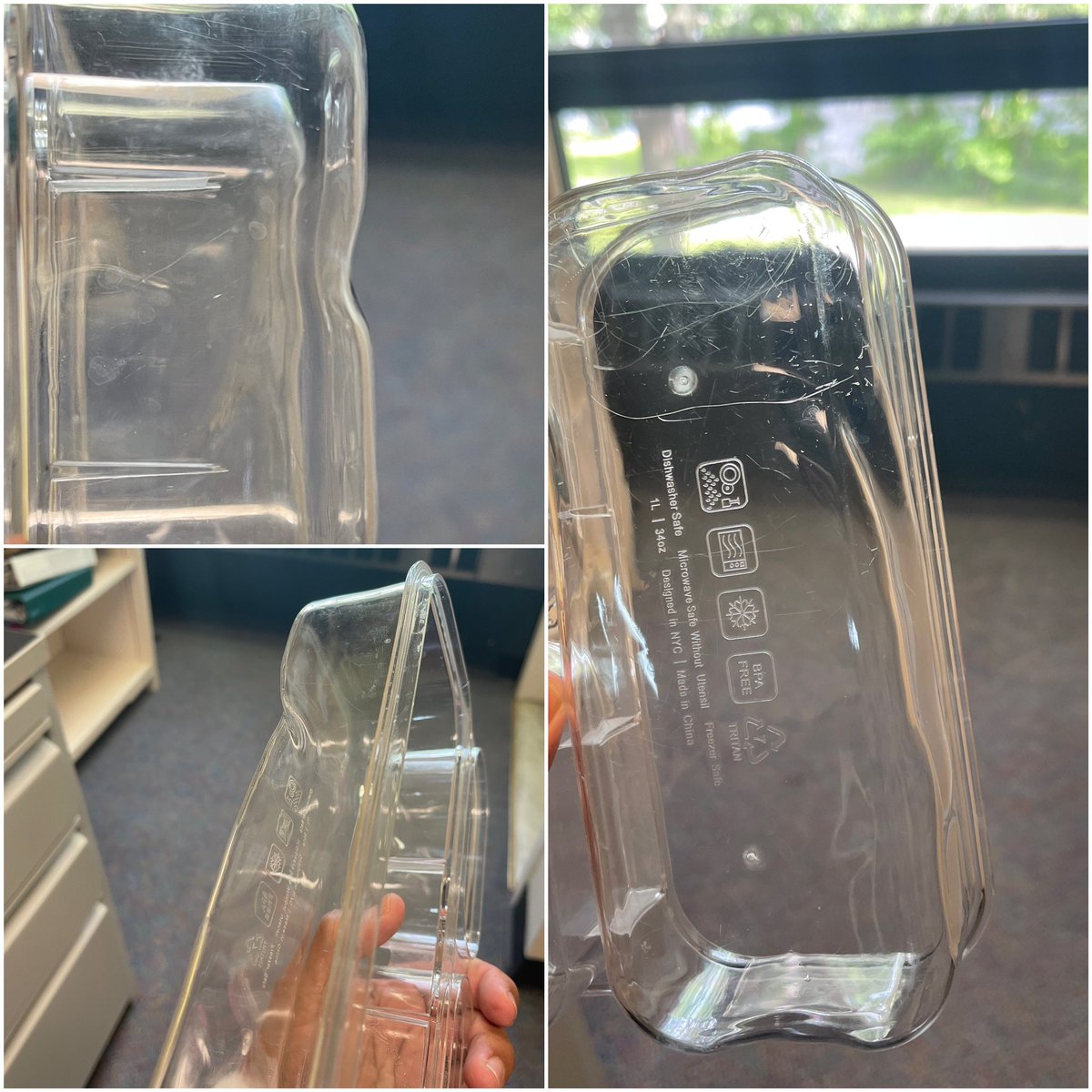 mcayal's tweet photo. @BuiltNY are we sure the lunch boxes are #MicrowaveSafe because the way the plastic warped says no to me… https://t.co/s0GBrRjeEs