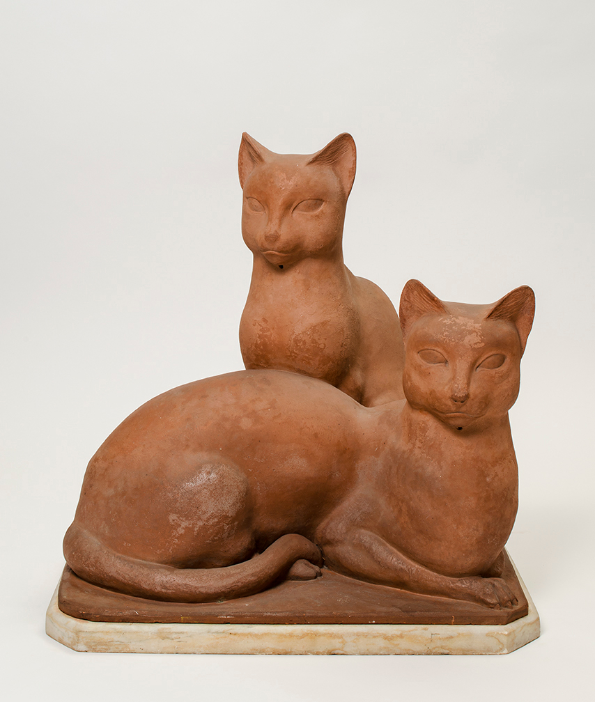 DorskyMuseum's tweet photo. FRIDAY FINDS
.
“Two Cats,” a life size terracotta sculpture, by
 American artist Paul Fiene (1899-1949), captures
 the enigmatic presence attributed to all cats. The reductive modeling of the well-defined, muscular anatomy of the sleek cats conveys their strength and agility; https://t.co/x3D3XE74Qa