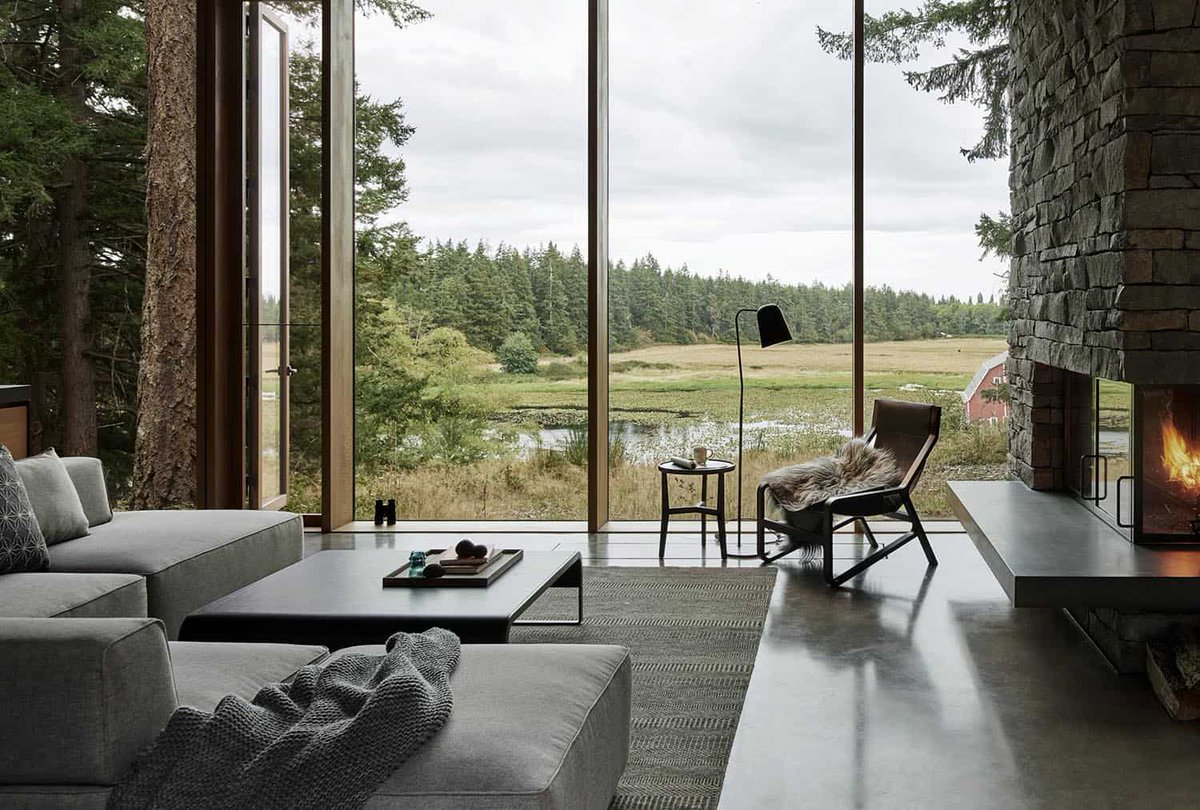 OneKindesign's tweet photo. Glass house surrounded by a tranquil forest setting on Whidbey Island https://t.co/bEryztHR8U https://t.co/5aOdbBDOnv