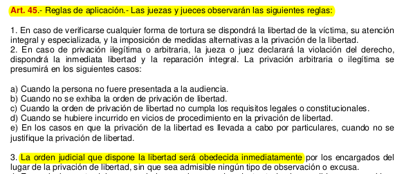 MartinezMolinaM's tweet photo. #Ecuador | Sobre el incumplimiento de la #SentenciaConstitucional con efectos inter comunis a favor de #JorgeGlas, el numeral 3 del Art. 45 de la #LOGJCC, ORDENA que la orden judicial que dispone la libertad será OBEDECIDA INMEDIATAMENTE por los encargados del lugar de la ⤵️ https://t.co/iwRp32Hzy0