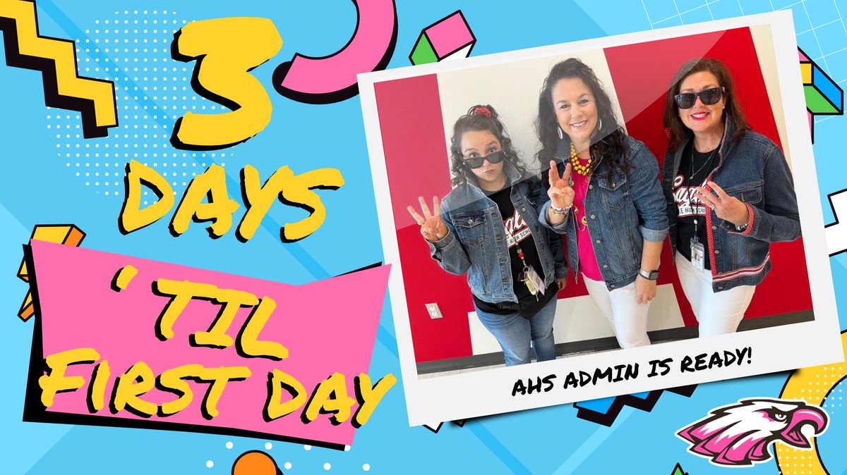 ArgyleISD's tweet photo. 3β£ Days Left, Eagles! π¦
Have a fun and safe weekend before school starts on Monday! Hey, we have the coolest staff around! They are ready to welcome you back.π
#SoaringHigher | #ArgyleHighSchool https://t.co/WnUA3fdd2C