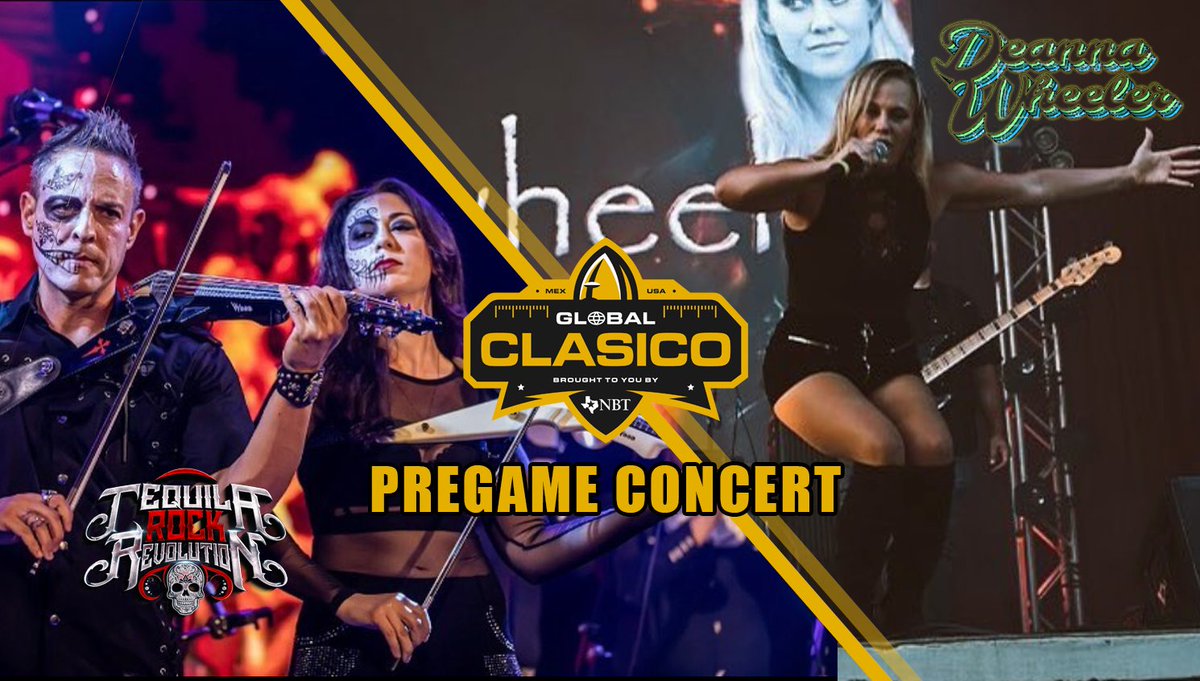 Pregame concert unique like Clasico: Tequila Rock Revolution: metal-fueled, Mariachi-infused sounds &amp; Deanna Wheeler: fiery pop and country flair! Aug 27, 5:00PM Farrington Field #football #GobalClasico #footballamericano #TEXvsASUQC #USAvsMex @dwheelermusic