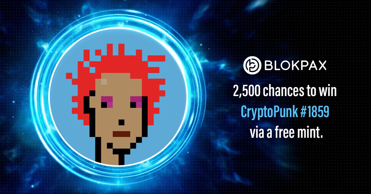 Blokpax's tweet photo. Did you hear the news? We're giving away CryptoPunk #1859🤯

The giveaway will be held via a free mint! Each entry will be minted on main chain and even losing tokens will have additional utility👀

More info and sign up available here: https://t.co/l9sDlexRqE https://t.co/J4W0jYz8tE