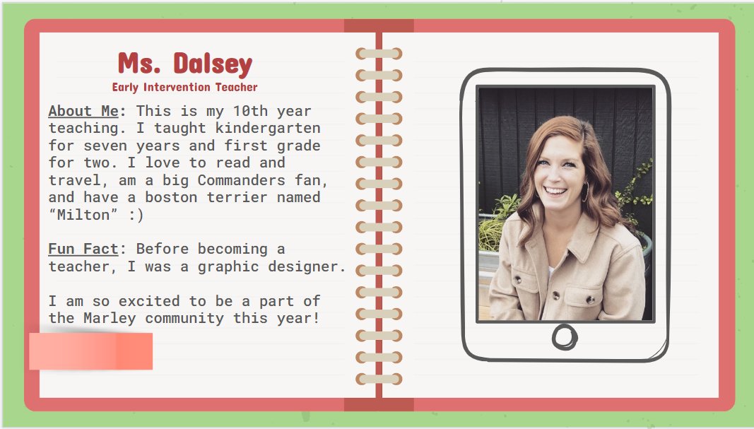 Marley is excited to welcome Ms. Dalsey, Early Intervention Teacher.  We are thrilled to have her join our team!
#AACPSBacktoSchool <a href="/AacpSeril/">AACPSeril</a> <a href="/AACountySchools/">AACPS</a>