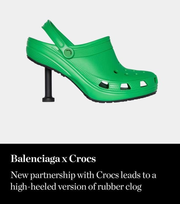 CathNatang's tweet photo. Leave it to @BALENCIAGA to turn trash into fashionable Crocs. The price is extreme but they are serving the environment so cheers to #sustainablefashion https://t.co/hesuS7fge8