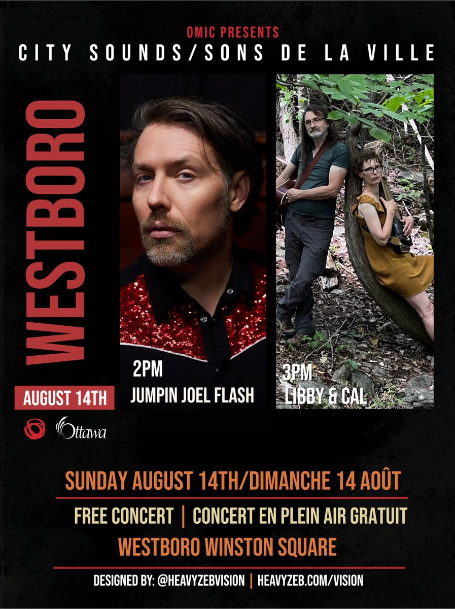 📣 SURPRISE: 4 FREE CONCERTS ON SUNDAY! Please RT!

Part of <a href="/OttawaMIC/">OMIC/CIMO</a>'s City Sounds series:

📍 WHERE: Winston Square (next to DQ Westboro: 393A Richmond Rd)

12: Okara
1: Finely Tuned Elephant
2: <a href="/JJoelFlash/">Jumpin' Joel Flash</a>
3: Libby &amp; Cal

👉 RSVP so you don't miss it!: facebook.com/events/1086746…
