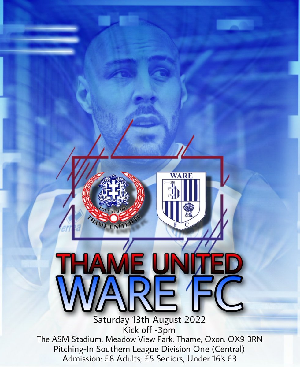 Ware_FC's tweet photo. Football is back! 
This Saturday we travel to @thameunitedfc to kick off the season.
Come along to cheer on the Ware Boys....and don't forget the sun cream! 🌞 #COYWB https://t.co/u6LC8YR2cf