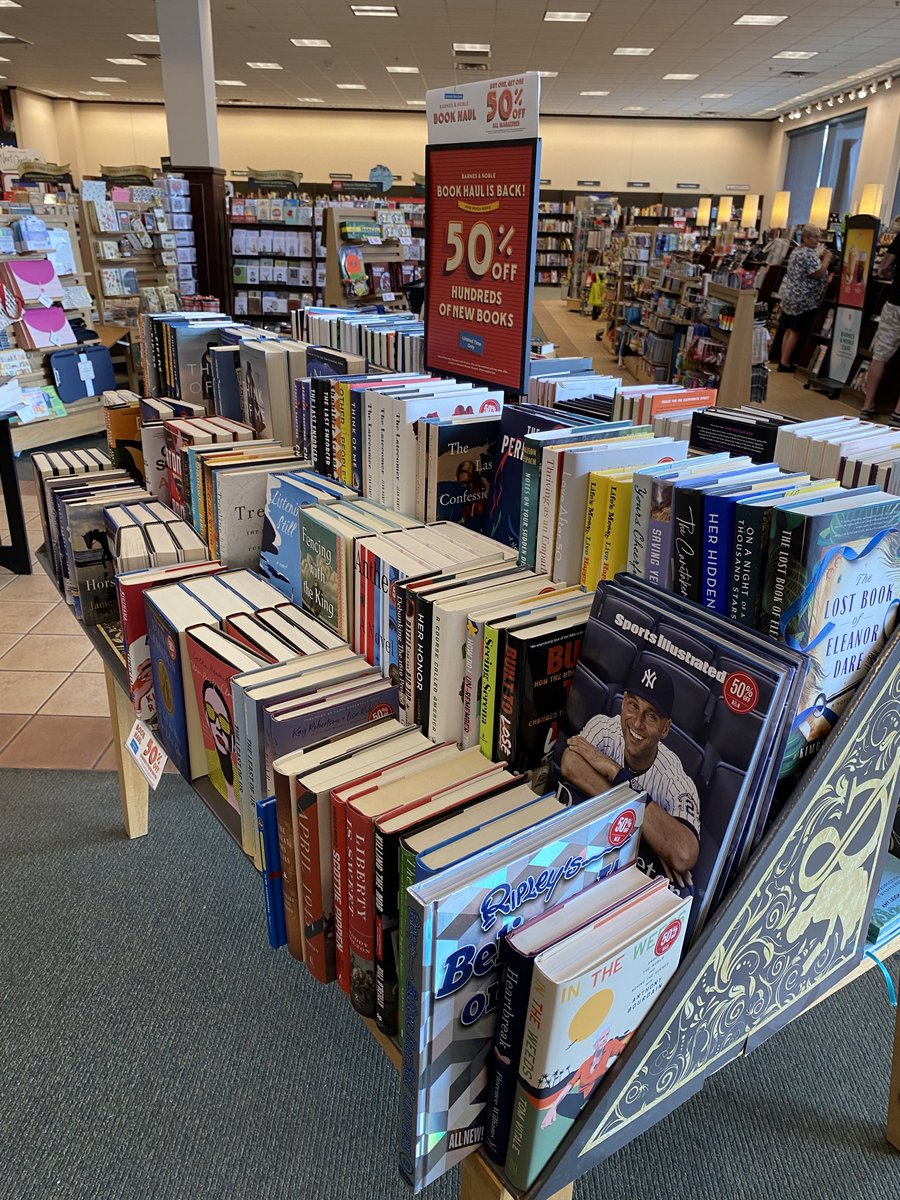bnappleton's tweet photo. Book Haul!!  Time to stock up before school, the holidays, winter, or this afternoon.  You can use the books as decor, add to your tbr pile, or to tell your new teacher that you “read” 😉 all of these books this summer!  Select Hardcovers are 50%: Aug 12-Sept 5!  #BNappleton https://t.co/1MdzU3Nhbu