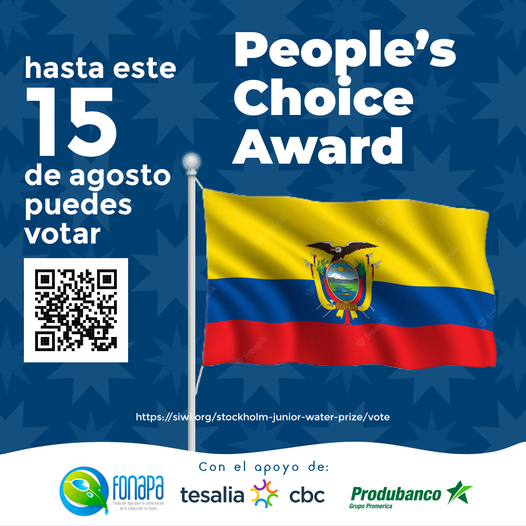 ⏰ Si aún no has votado por Ecuador en el People’s Choice Award no esperes más! 

🗓 Tenemos hasta el 15 de agosto para apoyar a Matías Canchig con su proyecto Pontus Agua consiguiendo la mayor cantidad de votos.

#WWWeek  #JWPE #waterleadersec  #peopleschoiceaward