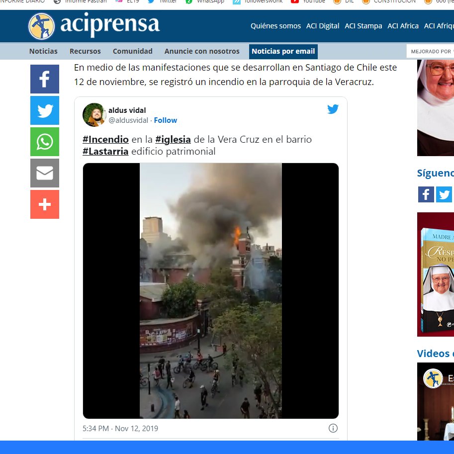 🚨🚨🚨 ALERTA ALERTA ALERTA 🚨🚨🚨

💢 Ese video de un incendio 🔥 en una iglesia es una NOTICIA FALSA, no es en #Nicaragua, ese video es de 2019 y fue en Chile, iglesia de Veracruz! 

Circulemos la información compañeros.

#FakeNews