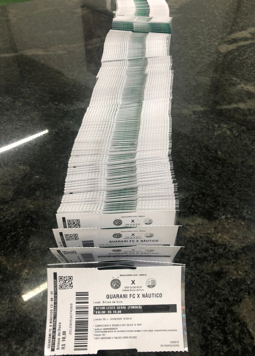 SÃO SEUS! OS PRIMEIROS 730 INGRESSOS JÁ ESTÃO NA MÃO. ESPERAMOS VOCÊS A PARTIR DAS 14:00 NA ENTRADA DA CABECEIRA, RETIRE SEU INGRESSO GRATUITAMENTE, ESTE É UM PRESENTE DE NÓS TORCEDORES PRA VOCÊS TORCEDORES E AO GUARANI FC!!!