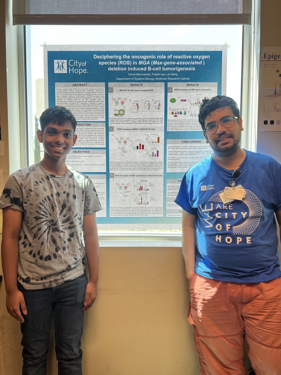 As part of the Eugene and Ruth Roberts Summer Academy, we had the pleasure of having David Marimekala in the lab where he worked very hard on uncovering the role of OXPHOS in B cell lymphoma under the mentorship of @PrajishIyer. Good luck in future, David! @cityofhopeedu