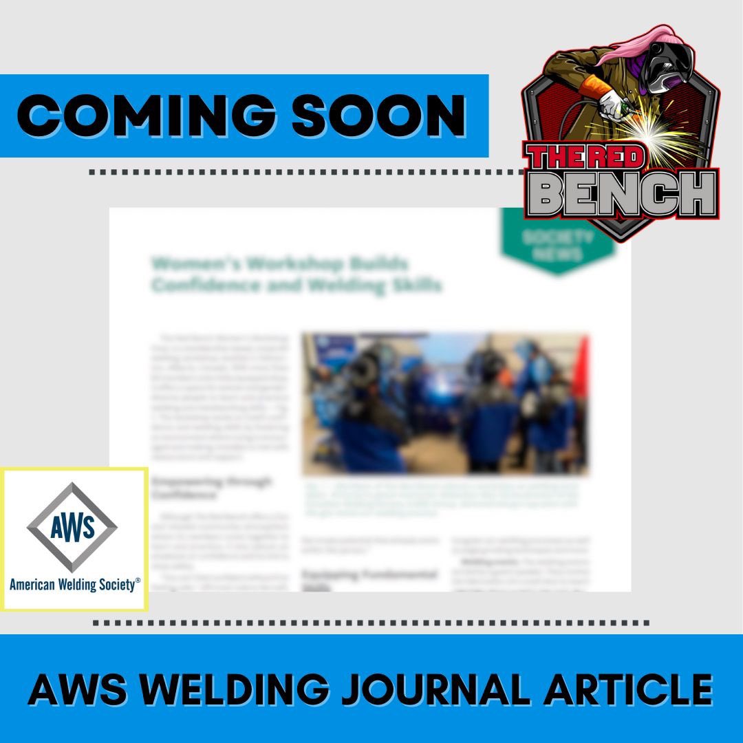 theredbenchyeg's tweet photo. COMING SOON: American Welding Society Welding Journal article in “Society News” 🤩

We can’t wait to share our story in AWS's international magazine and we hope to cast our net wider than ever!! 
 
#americanweldingsociety #weldingisAWSome #theredbenchyeg #hotoffthepress https://t.co/aBaAaqJ8or