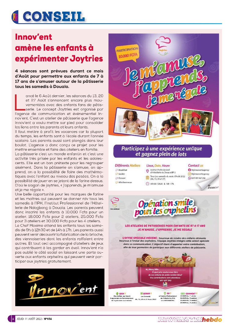 ilissom1's tweet photo. Comnewsletter du Jeudi 11 Août 2022.
#ACPMC #Marketing #MTNMoMo #Vitafish https://t.co/IZjFEgD4n9