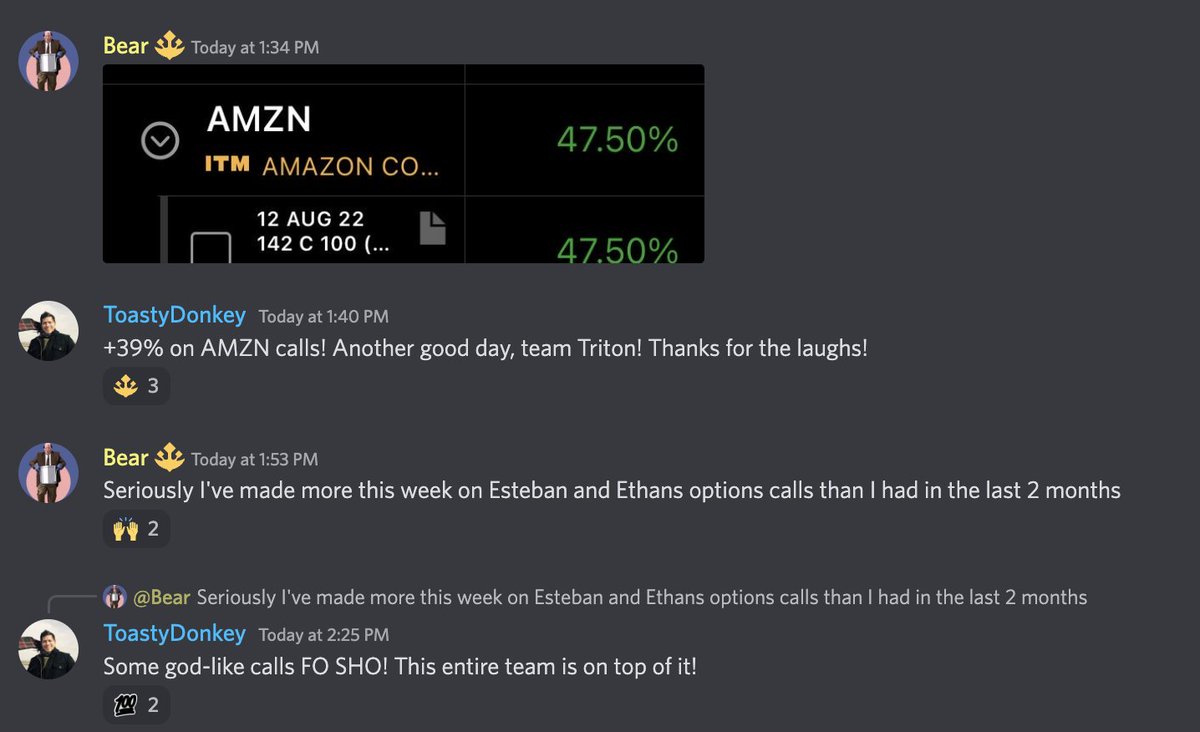 TritonPass's tweet photo. Outside of NFTs, Triton constructed an options/futures team that delivers a win rate of over 90%! 
Here's a list of their highlights over the past month: 

TSLA 700c➡️ +70% 
AAPL 145c➡️ +70% 
SPY 384c➡️ +90% 
MSFT 275c➡️ +100% 
META 175c➡️ +50% 
SPY 393c➡️ +50% 
AAPL 147c➡️ +130% https://t.co/J4TKPX3AkH
