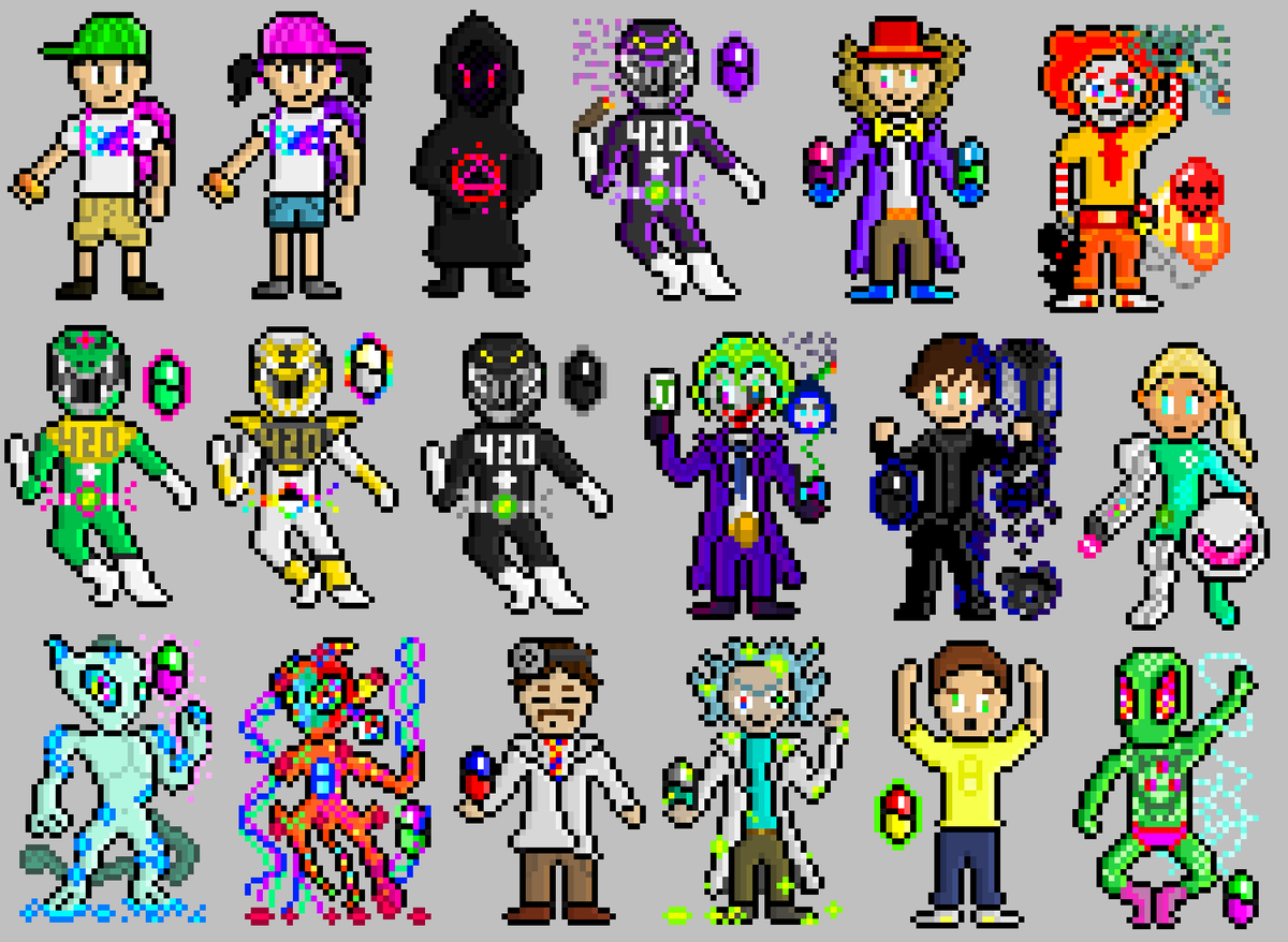 druggiemon1's tweet photo. Check out all the characters you can be in the 💊 Battle Demo!

#parody 🤪

#druggies #druggie #pixelart #indiegame #indiedev #pokemon #fakemon #pkmn #gameboy #gb #gba #art #anime #PowerRangers #joker #spiderman #maguire #yugioh #xmen #deathnote #arthur #mon #batman #spawn https://t.co/nH6GEuuEbe
