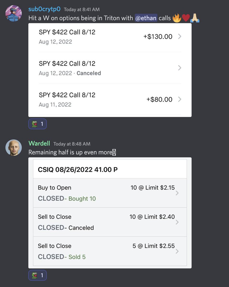 TritonPass's tweet photo. Outside of NFTs, Triton constructed an options/futures team that delivers a win rate of over 90%! 
Here's a list of their highlights over the past month: 

TSLA 700c➡️ +70% 
AAPL 145c➡️ +70% 
SPY 384c➡️ +90% 
MSFT 275c➡️ +100% 
META 175c➡️ +50% 
SPY 393c➡️ +50% 
AAPL 147c➡️ +130% https://t.co/J4TKPX3AkH