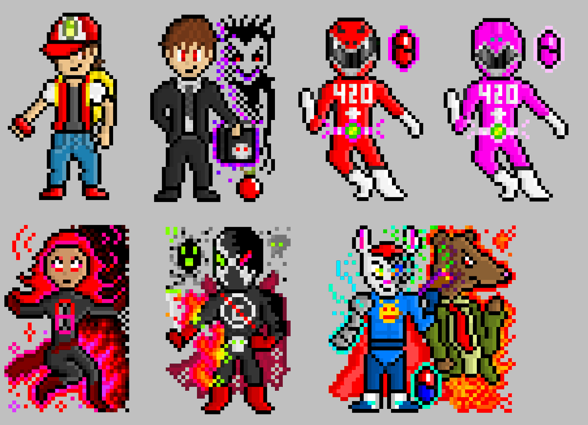 druggiemon1's tweet photo. Check out all the characters you can be in the 💊 Battle Demo!

#parody 🤪

#druggies #druggie #pixelart #indiegame #indiedev #pokemon #fakemon #pkmn #gameboy #gb #gba #art #anime #PowerRangers #joker #spiderman #maguire #yugioh #xmen #deathnote #arthur #mon #batman #spawn https://t.co/nH6GEuuEbe