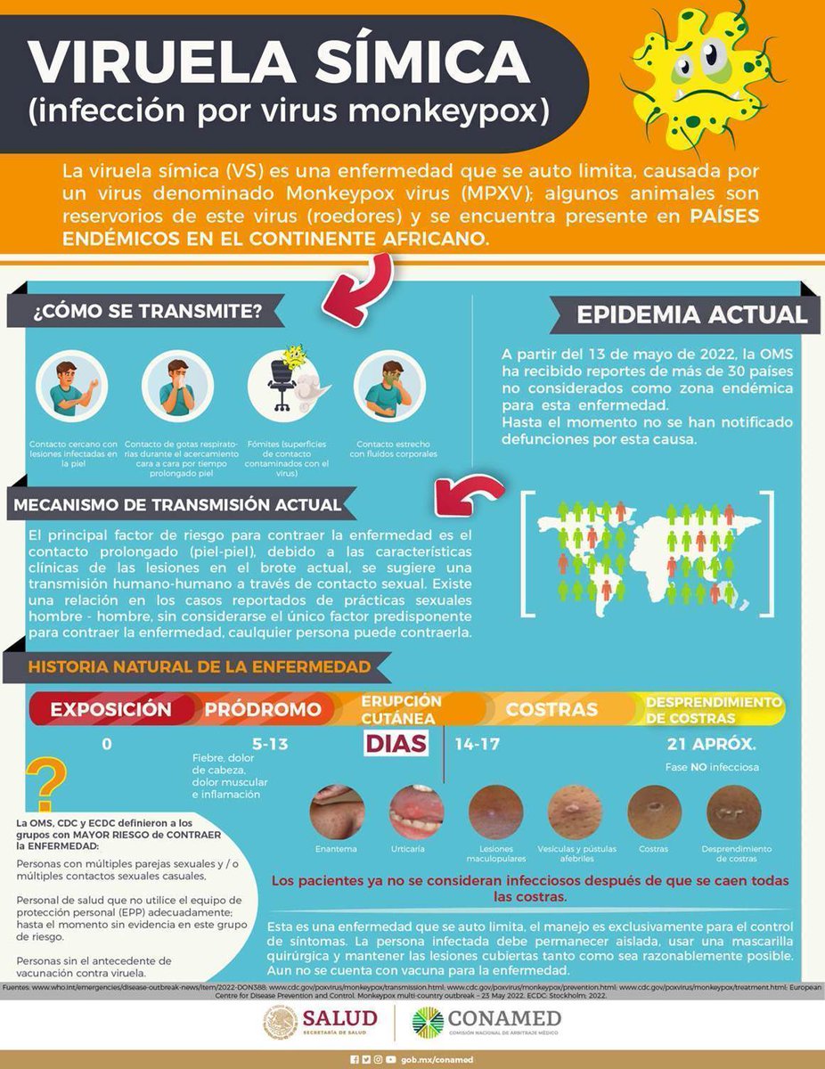 UAM_Lerma's tweet photo. Conoce más sobre la Viruela Símica, infección causada por el virus Monkeypox 🦠
#SoyUAM #TeCuidasTu #NosCuidamosTodos https://t.co/Ecam5hziAn