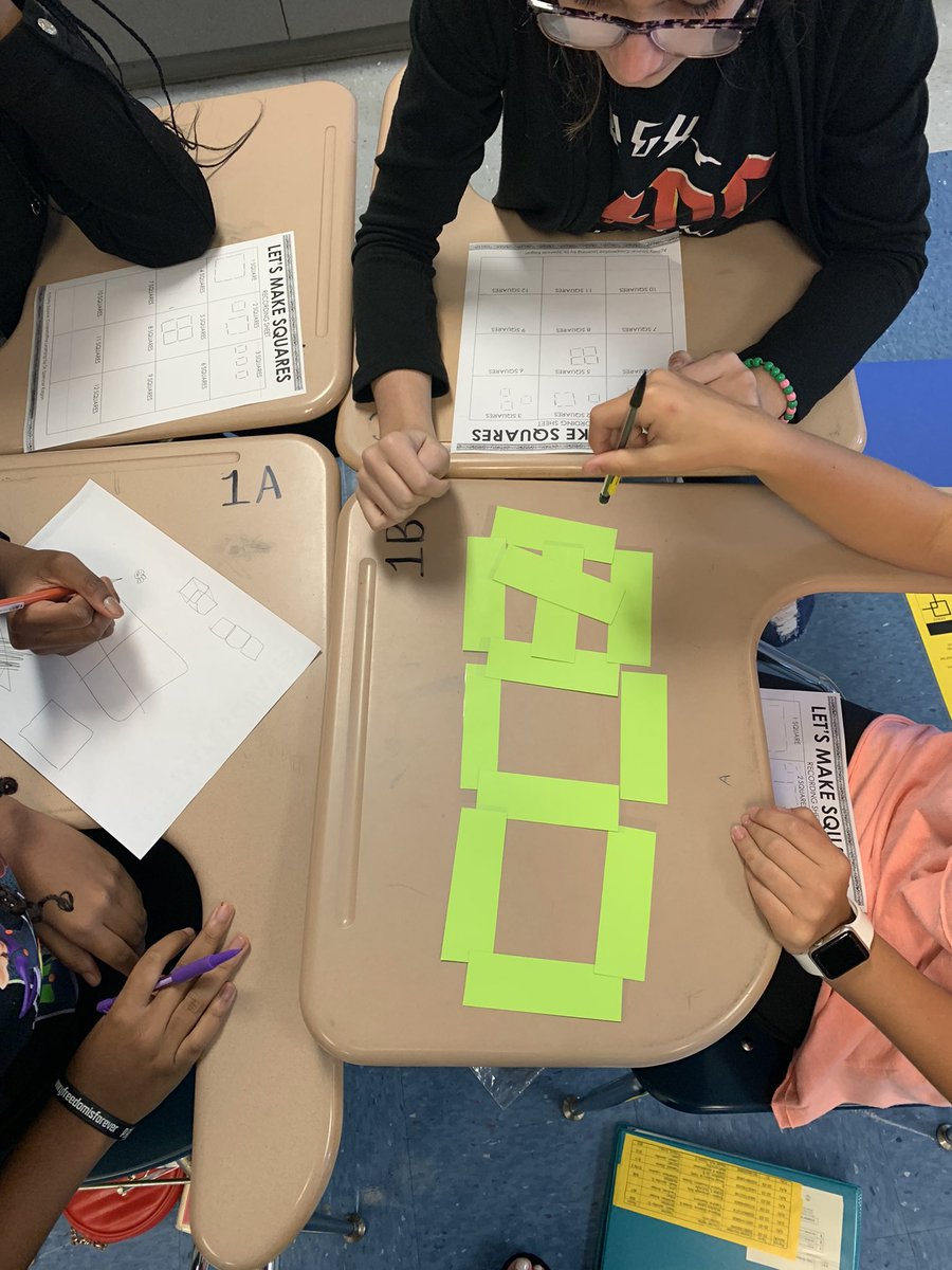 MrsCollsenMath's tweet photo. Day 3: Students used group norms from Day 1&amp;2 to continue team building through our “Let’s Make Squares” activity. Great intro discussion on what makes a square a square! https://t.co/xDOYucERlP