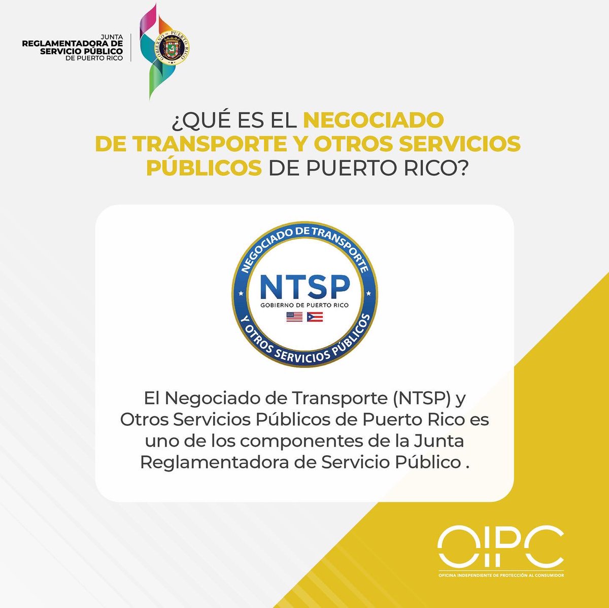 OIPCPR's tweet photo. Conoce el propósito y funciones del Negociado de Transporte y Otros Servicios Públicos de Puerto Rico. #OIPCTeOrienta @JuntaJRSP @NTSPpr https://t.co/Gt2YQjyDfJ